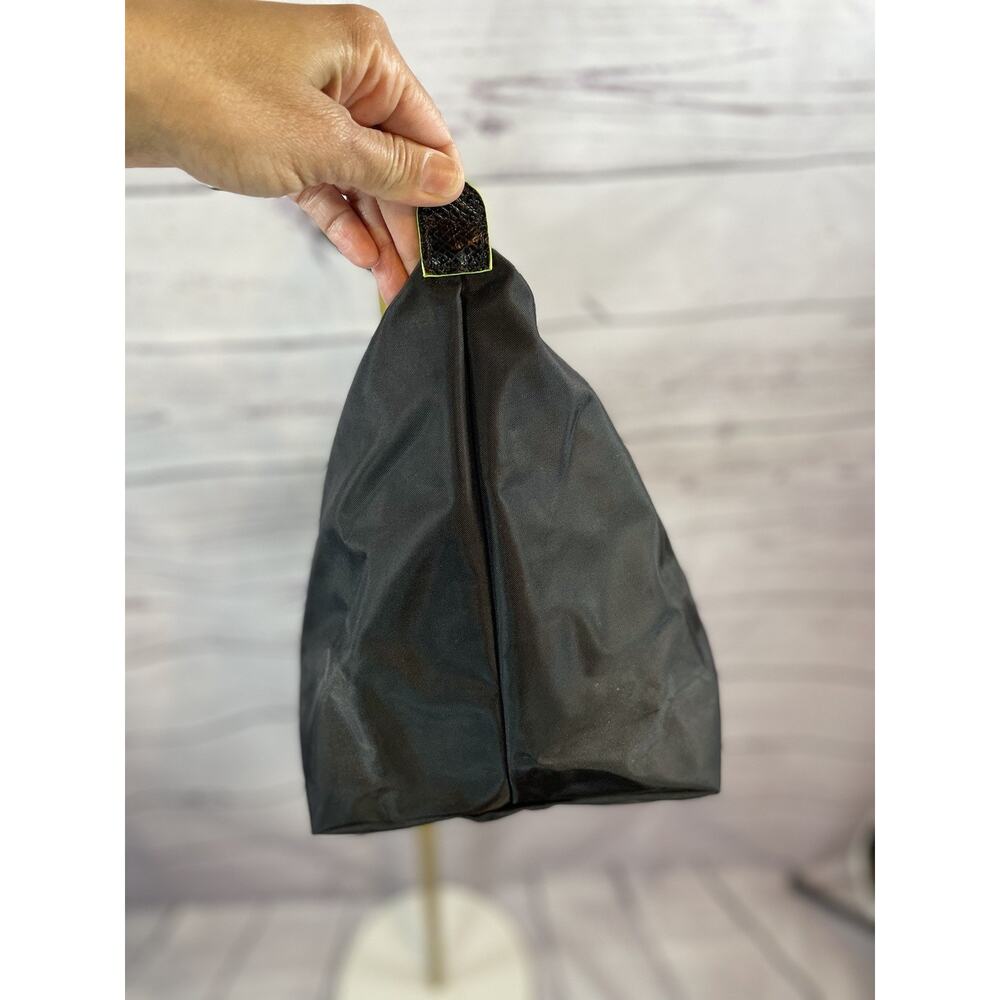 Longchamp Le Pliage Small Black Tote Bag Black Embroidered Nylon Handbag - Picture 8 of 9